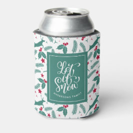 Kerstachtige herten en Typografie-Laat het sneeuw Blikjeskoeler
