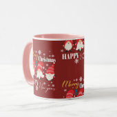 Kerstachtige kleine rode dwergen   mok (Voorkant links)