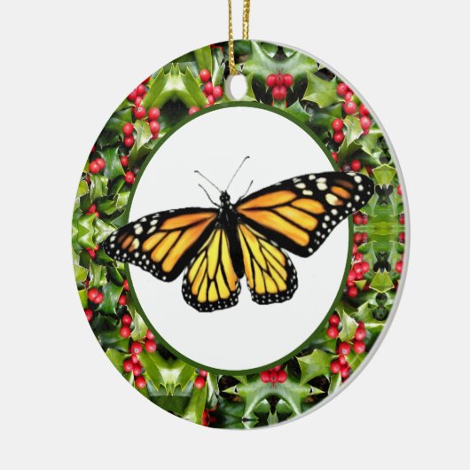 Kerstachtige monarchen en Holly Keramisch Ornament (Links)