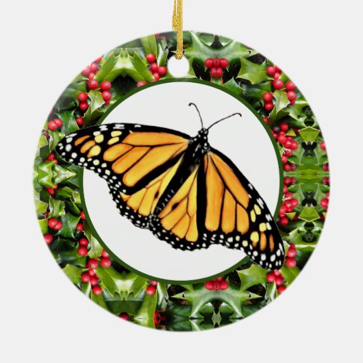 Kerstachtige monarchen en Holly Keramisch Ornament (Achterkant)