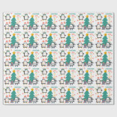 Kerstachtige pinguïns en vakantiebomen cadeaupapier (Vlak)