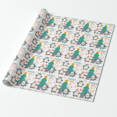 Kerstachtige pinguïns en vakantiebomen cadeaupapier (Uitgerold)