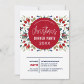 Kerstachtige rode bessen en groenbladeren feestdagenkaart (Voorkant)