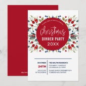 Kerstachtige rode bessen en groenbladeren feestdagenkaart (Voorkant / Achterkant)