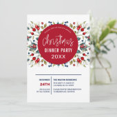 Kerstachtige rode bessen en groenbladeren feestdagenkaart (Staand voorkant)