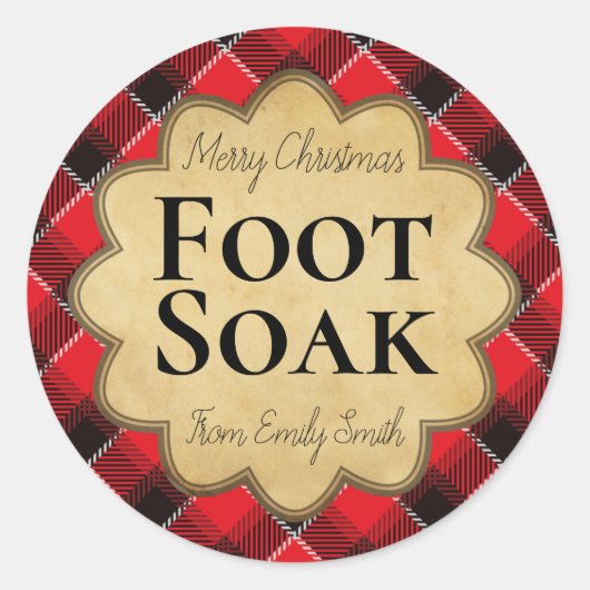 Kerstachtige rode en zwarte soketiketten ronde sticker (Voorkant)