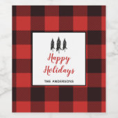 Kerstachtige roodkleuren en zwarte flatpanels wijn etiket (Enkel label)