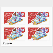 Kerstachtige sticker Snowmen Sneeuwsport. (Vel)