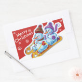 Kerstachtige sticker Snowmen Sneeuwsport. (Envelop)