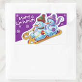Kerstachtige sticker Snowmen Sneeuwsport. (Tas)