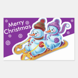 Kerstachtige sticker Snowmen Sneeuwsport.