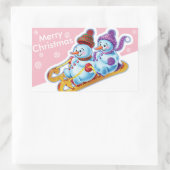 Kerstachtige sticker Snowmen Sneeuwsport. (Tas)