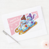 Kerstachtige sticker Snowmen Sneeuwsport. (Envelop)