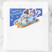 Kerstachtige sticker Snowmen Sneeuwsport. (Tas)