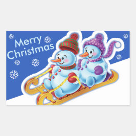 Kerstachtige sticker Snowmen Sneeuwsport.