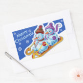 Kerstachtige sticker Snowmen Sneeuwsport. (Envelop)