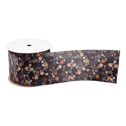 Kerstachtige vogels, kegels, bloemen op satijnen lint (Spoel)