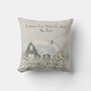 Kerstachtige winterwinterbos met Cabin Winter Snow Kussen