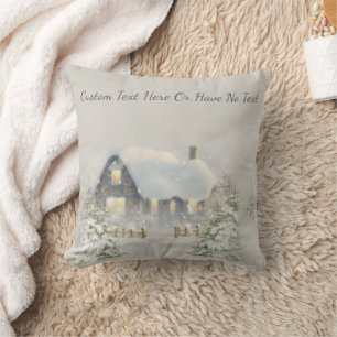 Kerstachtige winterwinterbos met Cabin Winter Snow Kussen