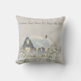 Kerstachtige winterwinterbos met Cabin Winter Snow Kussen