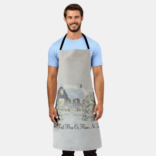 Kerstachtige winterwinterbos met Cabin Winter Snow Schort (Gedragen)