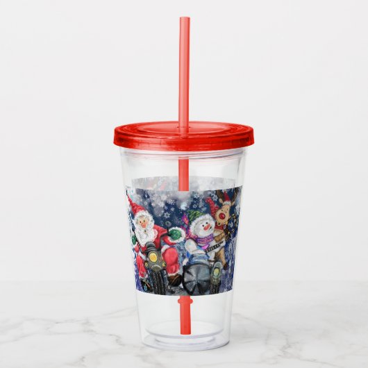 Kerstacryltumbler Happy Friends - Fun Acryl Drinkbeker (Voorkant)