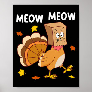 Kerstactie Kalkoen Kat Miauw Grappige Mannen Vrouw Poster