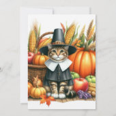 Kerstactie Pelgrim Kat en Pompoenen Kaart (Achterkant)