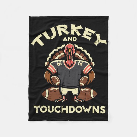 Kerstactie Turkey En Touchdowns Voetbal Mannen Bo Fleece Deken (Voorkant)