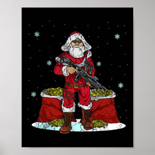 Kerstactische kerstman 2e amendement geweer R Poster