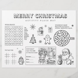 Kerstactiviteit voor kinderen papieren placemat