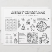 Kerstactiviteit voor kinderen papieren placemat (Voorkant / Achterkant)