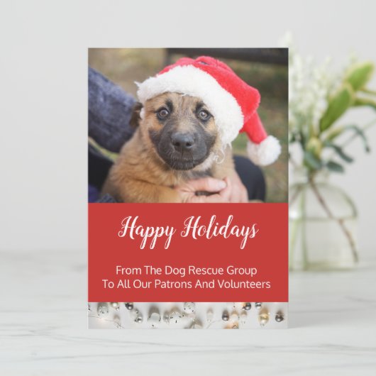 Kerstactiviteiten voor hondenreddingsgroepen feestdagenkaart (Staand voorkant)