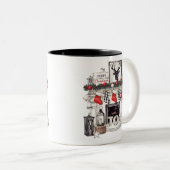 Kerstadecor van Cozy Red en Black Fireplace Home Tweekleurige Koffiemok (Voorkant rechts)