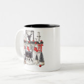 Kerstadecor van Cozy Red en Black Fireplace Home Tweekleurige Koffiemok (Voorkant links)