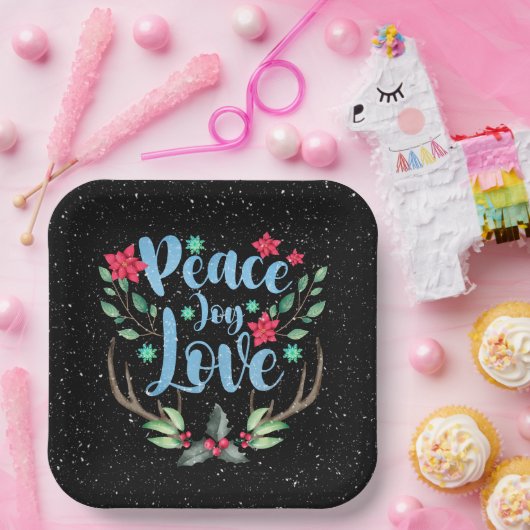 Kerstadeer Antlers met Holly Papieren Bordje (Feest)