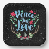 Kerstadeer Antlers met Holly Papieren Bordje (Voorkant)