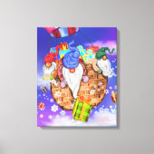 Kerstadoek Afdrukgnomen die met cadeautjes vliegen Canvas Afdruk (Voorkant)