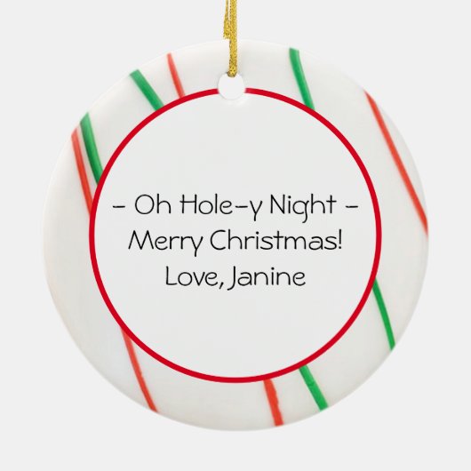 Kerstadonut, bevroren keramisch ornament (Achterkant)