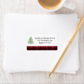 Kerstadres Etiket Waterverf Rode spelden/Boom (Insitu)