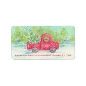 Kerstadres Label Red Pickup Truck (Voorkant)