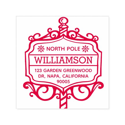 Kerstadres Noordpoolpostreeks Zelfinktende Stempel (Design)