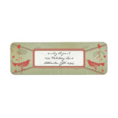 kerstadres rode vogels etiket (Voorkant)