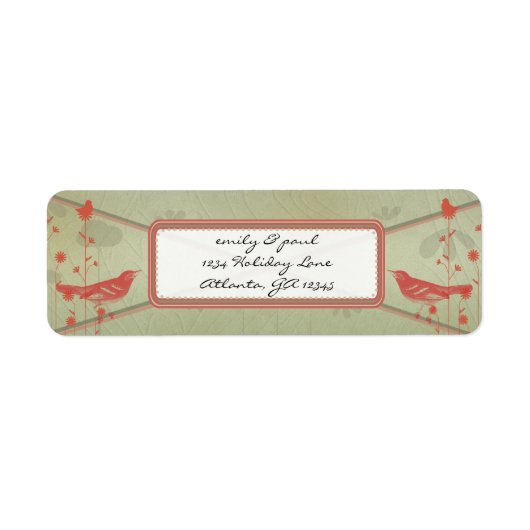  kerstadres rode vogels etiket (Voorkant)