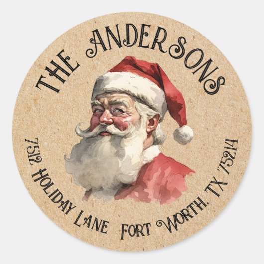 kerstadres voor kerstmis ronde sticker (Voorkant)