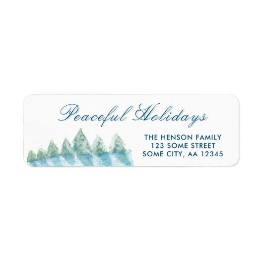 Kerstadres winterbos Waterverf Etiket (Voorkant)