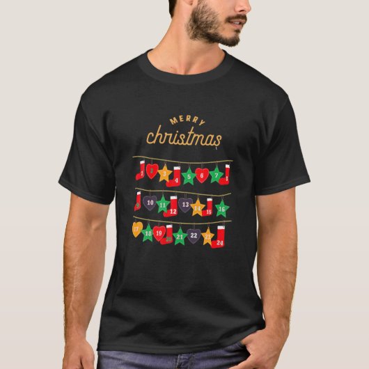 Kerstadvertentie aftelkalender t-shirt (Voorkant)