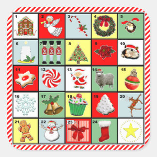 Kerstadvertentiekalender Vierkante Sticker