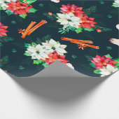 Kerstaeeenhoorn en poinsettia cadeaupapier (Hoek)