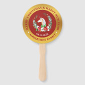 Kerstaeeenhoorn en poinsettia handwaaier (Achterkant)